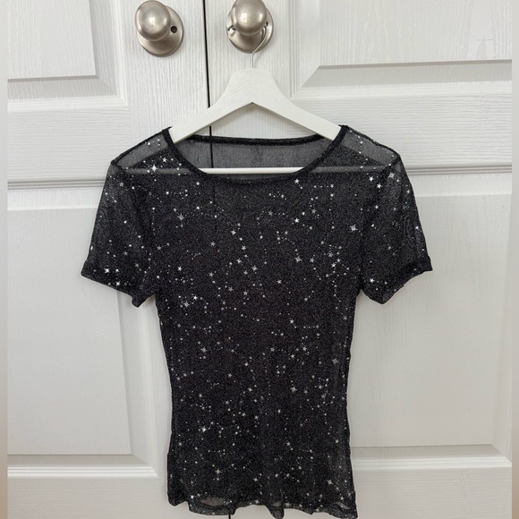 Glitter Sheer Black Mesh Top - Picture 4 of 4